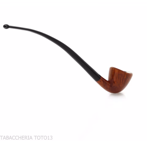 Pipa Churchwarden bent Dublin ovale in radica naturale lucida - Pipe