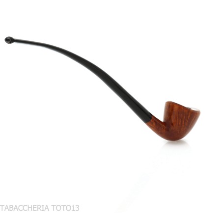 Pipa Churchwarden Dublín curvada ovalada en brezo natural, pulida.-Pipa Milano