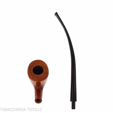 Pipa Churchwarden bent Dublin ovale in radica naturale lucida - Pipe