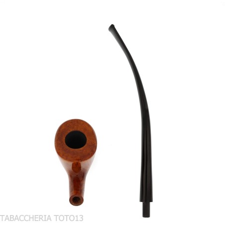 Pipa Churchwarden Dublín curvada ovalada en brezo natural, pulida.-Pipa Milano