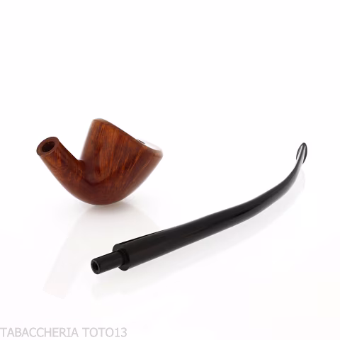 Pipa Churchwarden bent Dublin ovale in radica naturale lucida - Pipe