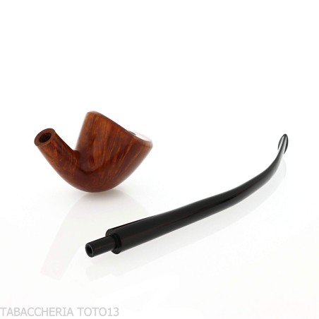 Pipa Churchwarden Dublín curvada ovalada en brezo natural, pulida.-Pipa Milano