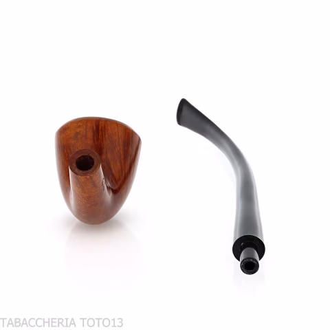Pipa Churchwarden bent Dublin ovale in radica naturale lucida - Pipe
