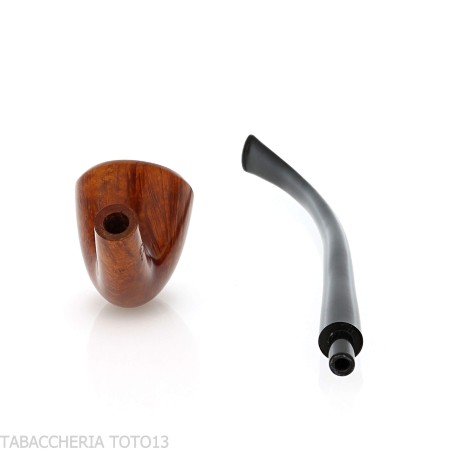 Pipa Churchwarden Dublín curvada ovalada en brezo natural, pulida.-Pipa Milano
