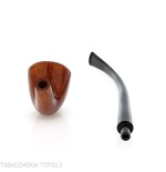 Pipa Churchwarden bent Dublin ovale in radica naturale lucida - Pipe