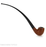 Pipa Churchwarden bent Billiard in radica naturale lucida - Pipe