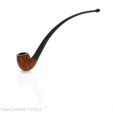 Pipe Churchwarden courbée Billiard en bruyère naturelle, polie - Pipe Pour le Tabac - Racine naturelle