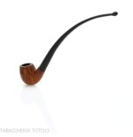 Pipe Churchwarden courbée Billiard en bruyère naturelle, polie - Pipe Pour le Tabac - Racine naturelle