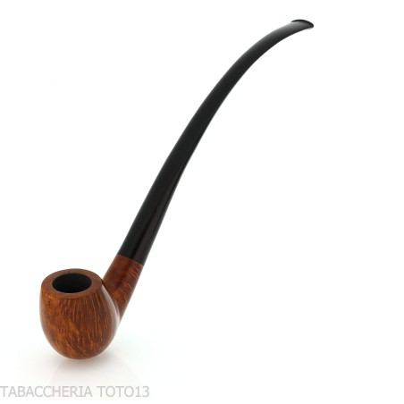 Pipe Churchwarden courbée Billiard en bruyère naturelle, polie - Pipe Pour le Tabac - Racine naturelle