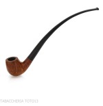 Pipa Churchwarden bent Billiard in radica naturale lucida - Pipe
