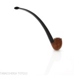 Pipe Churchwarden courbée Billiard en bruyère naturelle, polie - Pipe Pour le Tabac - Racine naturelle