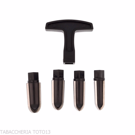 Pipe Bowl Scraper Kit with 4 Different Diameter Heads - Accessories for tobacco pipes - Metal