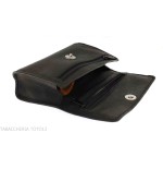 Borsa per pipa e 2 miscele tabacco in pelle nera e bottone magnetico - Accessori Per Pipe