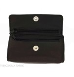 Bag for pipe and 2 miscele tobacco in black skin and magnetic button - Accessories for tobacco pipes