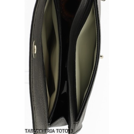 Bag for pipe and 2 miscele tobacco in black skin and magnetic button - Accessories for tobacco pipes
