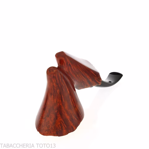Pipa Bent Dublin freeform in radica scura con rim in foglia d'oro - Pipe