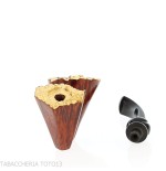 Pipa Bent Dublin freeform in radica scura con rim in foglia d'oro - Pipe