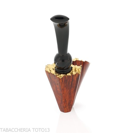 Bent Dublin pipe shape in dark briar with gold leaf rim - Tobacco Pipes - Natural root