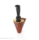 Pipa Dublin curvada de brezo oscuro con borde de pan de oro.-Pipa Milano