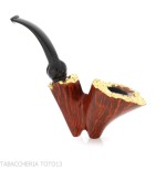 Pipe Dublin courbée en bruyère foncée avec bord doré - Pipe Pour le Tabac - Racine naturelle