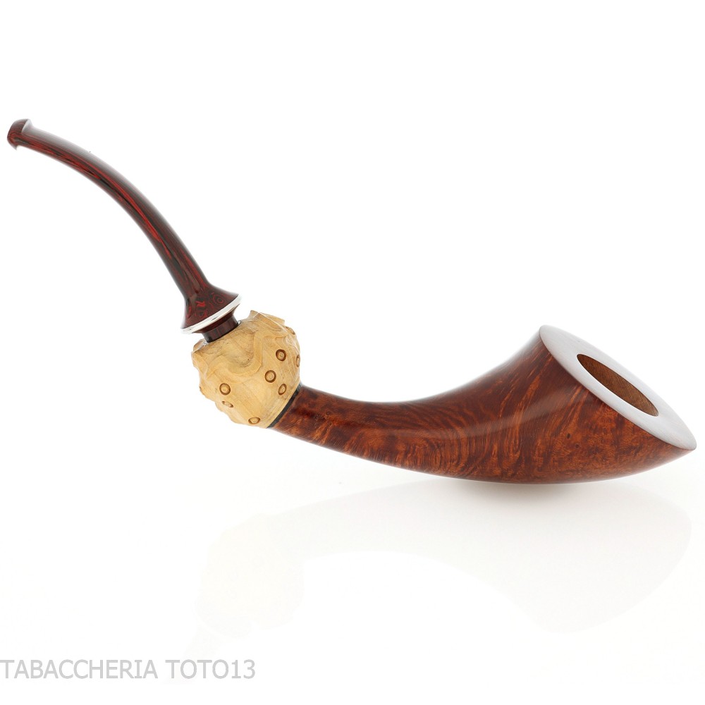 Pipa forma cornetto in radica lucida - Pipe