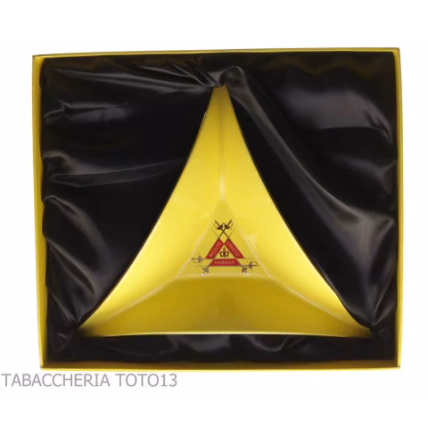 Montecristo Yellow Tricorn Ashtray with Logo - Accessories Cigar - Ceramic
