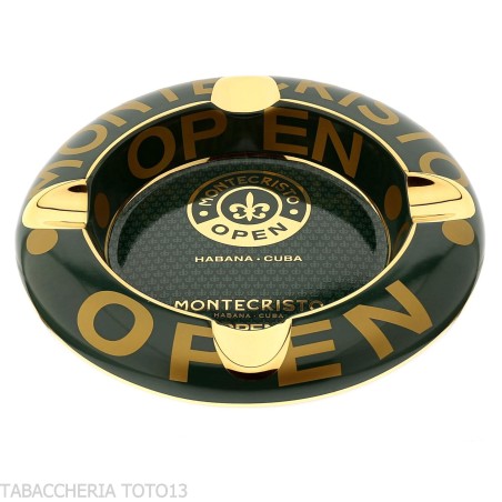 Cenicero Montecristo Open en Verde y Dorado - Accesorios Del Cigarro