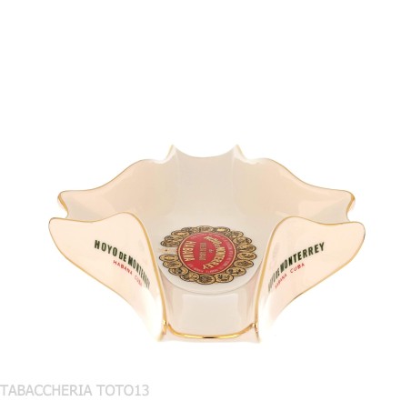 Cenicero Hoyo de Monterrey blanco y dorado para 1 cigarro - Accesorios Del Cigarro
