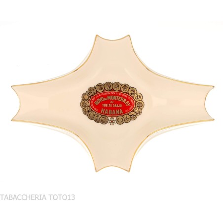 Cendrier Hoyo de Monterrey blanc et or pour 1 cigare - Accessoires Cigare - Céramique
