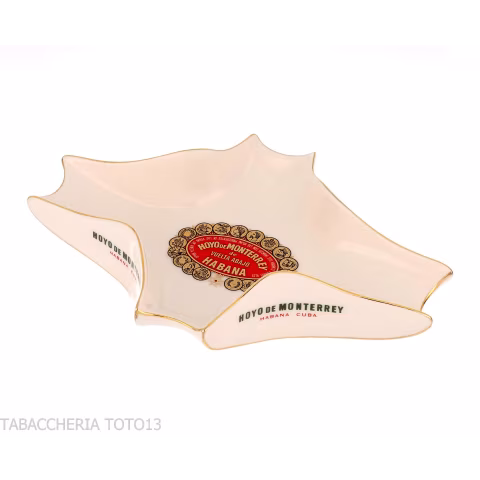 Hoyo de Monterrey white and gold ashtray for 1 cigar - Accessories Cigar - Ceramic