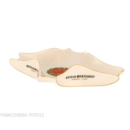 Cendrier Hoyo de Monterrey blanc et or pour 1 cigare - Accessoires Cigare - Céramique