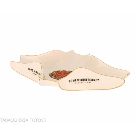 Hoyo de Monterrey white and gold ashtray for 1 cigar - Accessories Cigar - Ceramic