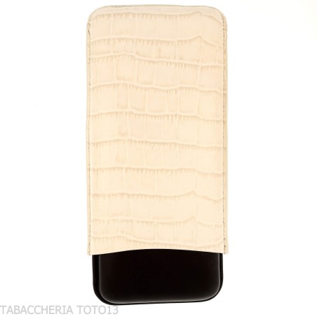 Étui à cigares Trinidad pour 3 cigares en cuir noir et blanc gaufré crocodile - Accessoires Cigare - Cuir