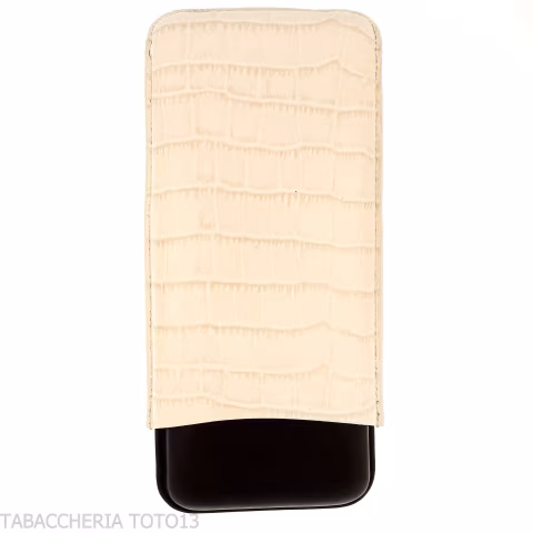 Trinidad portasigari per 3 sigari in pelle cocco bianco e nero - Accessori Per Sigari