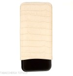 Étui à cigares Trinidad pour 3 cigares en cuir noir et blanc gaufré crocodile - Accessoires Cigare - Cuir