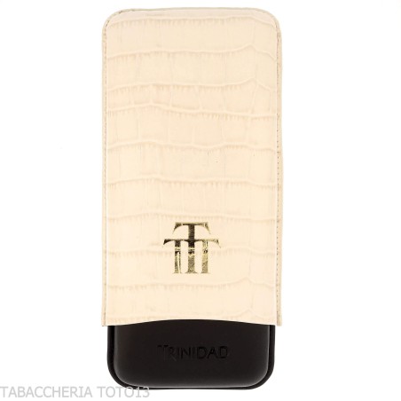 Étui à cigares Trinidad pour 3 cigares en cuir noir et blanc gaufré crocodile - Accessoires Cigare - Cuir