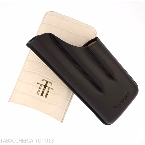 Estuche Trinidad para 3 Puros en Piel de Cocodrilo Negra y Blanca - Accesorios Del Cigarro