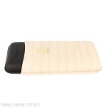 Étui à cigares Trinidad pour 3 cigares en cuir noir et blanc gaufré crocodile - Accessoires Cigare - Cuir