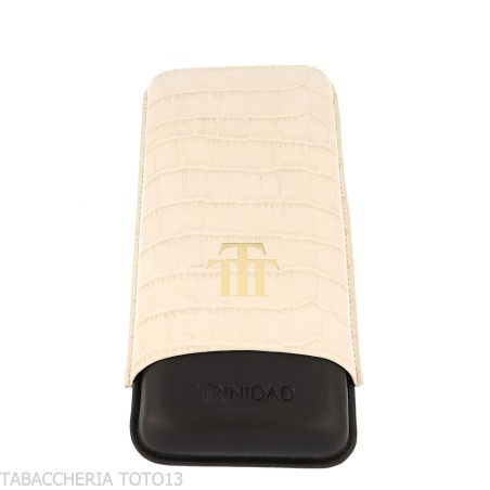 Étui à cigares Trinidad pour 3 cigares en cuir noir et blanc gaufré crocodile - Accessoires Cigare - Cuir