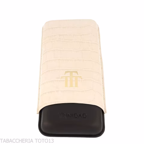 Trinidad Cigar Case for 3 Cigars in Black and White Crocodile-Embossed Leather - Accessories Cigar - Leather