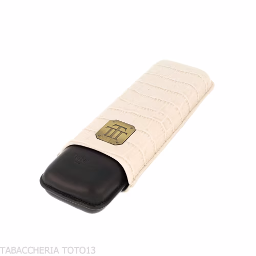 Trinidad portasigari da tasca in pelle cocco bianco e nero-Habanos Accessori Originali