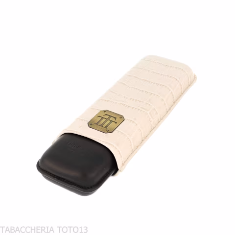 Trinidad pocket cigar case in black and white leather - Accessories Cigar
