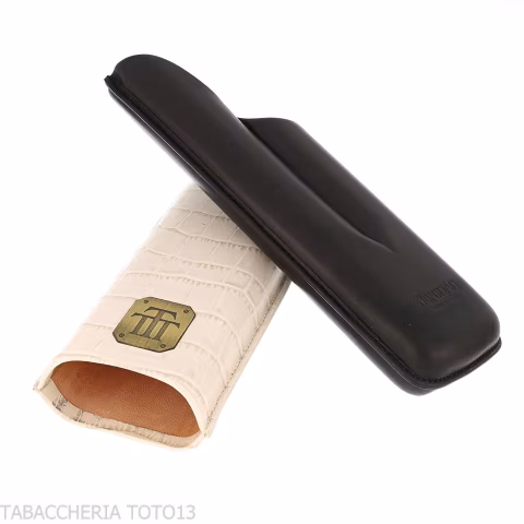 Trinidad portasigari da tasca in pelle cocco bianco e nero - Accessori Per Sigari