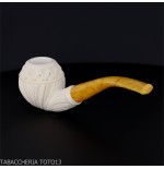 Gebogene Pfeife in Apfelform aus Meerschaum mit floralen Dekorationen-Meerschaumpfeifen