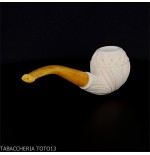 Bent Apple in schiuma di mare decori floreali - Pipe