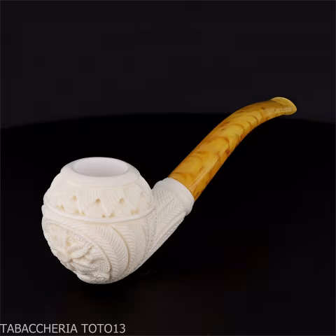 Bent Apple in schiuma di mare decori floreali - Pipe