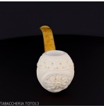 Pipa doblada en forma de Apple en espuma de mar con adornos florales - Pipas de Tabaco