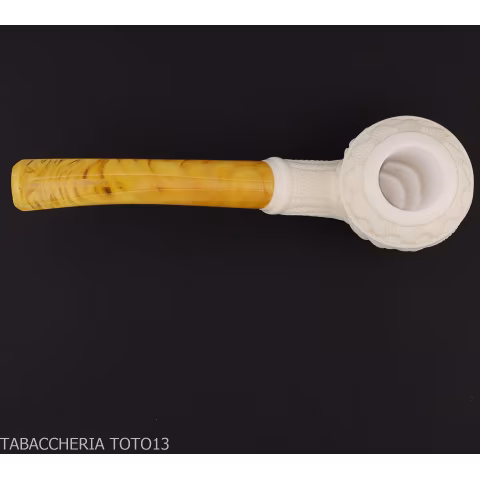 Bent Apple in schiuma di mare decori floreali - Pipe