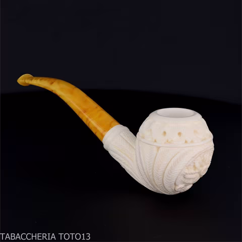Bent Apple in schiuma di mare decori floreali - Pipe