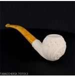 Pipa doblada en forma de Apple en espuma de mar con adornos florales - Pipas de Tabaco